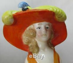 Vintage 6111 2. Germany Porcelain Figural Victorian Lady Half Doll Trinket Box