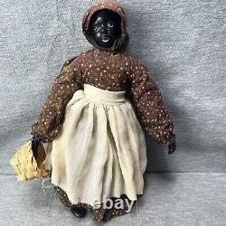 Vintage AA Doll Porcelain Cloth Body Farm Worker w Basket 13.5inches Artist Folk