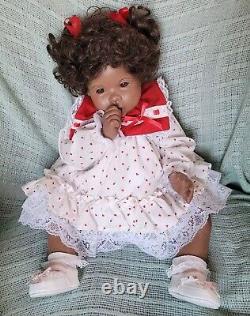 Vintage African American Porcelain Doll Black Melanie Parker Levi Thumb Weighted