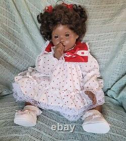 Vintage African American Porcelain Doll Black Melanie Parker Levi Thumb Weighted