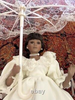 Vintage African American Porcelain Doll -with Umbrella