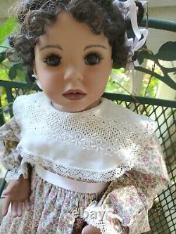 Vintage African American Stuffed Porcelin Doll Hand made By Lena Murphy-Rare