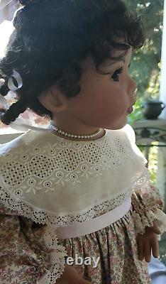 Vintage African American Stuffed Porcelin Doll Hand made By Lena Murphy-Rare