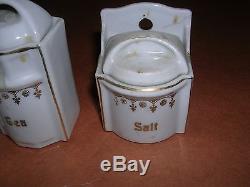 Vintage / Antique 30 Piece German Porcelain Canister Set Doll Size spice salt