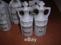 Vintage / Antique 30 Piece German Porcelain Canister Set Doll Size spice salt