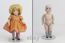 Vintage Antique Bisque Porcelain Mignonette Doll 6 1/2 Inch w Schiaparelli Dress