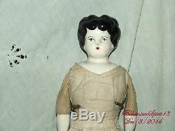 Vintage Antique China Head Arms And Legs Original Dress 16'' Tall Doll