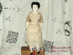 Vintage Antique China Head Arms And Legs Original Dress 16'' Tall Doll