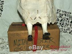 Vintage Antique China Head Arms And Legs Original Dress 16'' Tall Doll