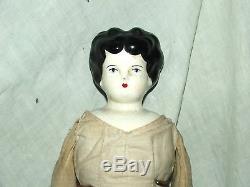 Vintage Antique China Head Arms And Legs Original Dress 16'' Tall Doll