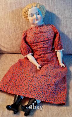 Vintage Antique Glazed Porcelain Head-Hands-Feet Doll No Cracks or Chips 22