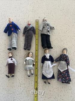 Vintage Antique Porcelain Head Doll House Doll Family with Clothes Hand Painted