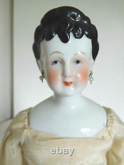 Vintage Antique Reproduction 14 Fancy Hair China Head Doll withPierced Ears