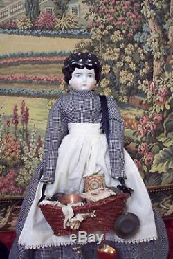 Vintage Antique Style Peddler doll approx. 20 1/2 unmarked, lots of clothing