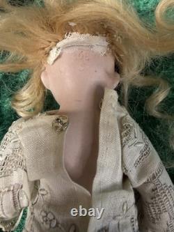 Vintage Arcade Cast Iron Dollhouse Kitchen Set w Bisque Dolls & Miniatures