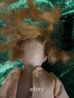 Vintage Arcade Cast Iron Dollhouse Kitchen Set w Bisque Dolls & Miniatures