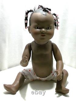 Vintage Armand Marseille Germany 351/4K porcelain Bisque Black Baby Doll Braids