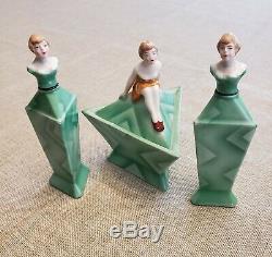 Vintage Art Deco Bavaria China Doll Perfume & Powder Set