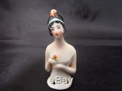 Vintage Art Deco Flapper Porcelain Pincushion Head / Half Doll Germany No. 5333
