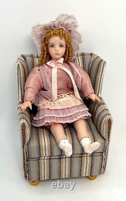Vintage Artisan 112 Dollhouse Miniature Girl Doll Porcelain Signed Poseable 4