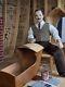 Vintage Artisan Miniature Dollhouse 112 Porcelain Grandpa Doll Making Cradle