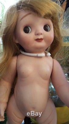 Vintage Artist Signed Googly Eye All Bisque Porcelain Jointed Stunning Doll