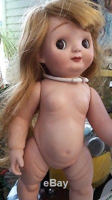 Vintage Artist Signed Googly Eye All Bisque Porcelain Jointed Stunning Doll