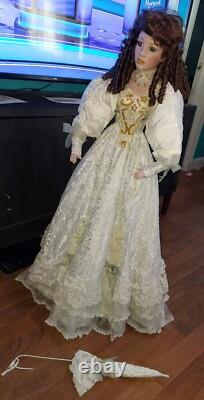 Vintage Ashley Belle Doll Large 40 Inch Porcelain W Umbrella. Fine Bisque With Box