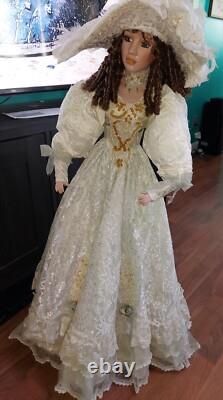 Vintage Ashley Belle Doll Large 40 Inch Porcelain W Umbrella. Fine Bisque With Box