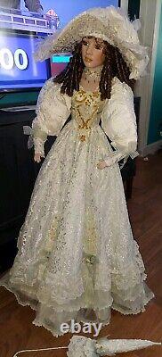 Vintage Ashley Belle Doll Large 40 Inch Porcelain W Umbrella. Needs Restoration