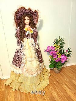 Vintage Ashley Belle Victorian Style Big Porcelain Doll in Luxtury Dress & Hat