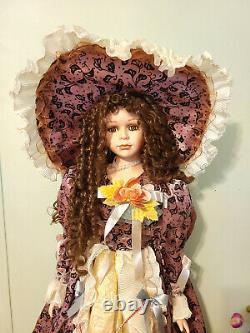 Vintage Ashley Belle Victorian Style Big Porcelain Doll in Luxtury Dress & Hat