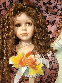 Vintage Ashley Belle Victorian Style Big Porcelain Doll in Luxtury Dress & Hat