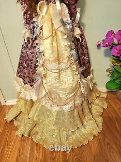 Vintage Ashley Belle Victorian Style Big Porcelain Doll in Luxtury Dress & Hat