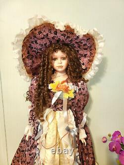 Vintage Ashley Belle Victorian Style Big Porcelain Doll in Luxtury Dress & Hat