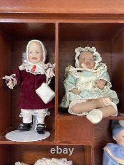 Vintage Ashton Drake Picture Perfect Miniature Porcelain Dolls, Wood Frame