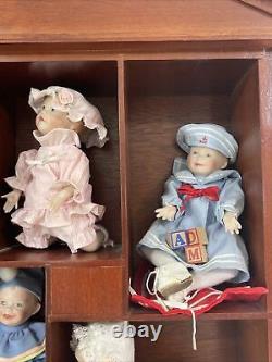 Vintage Ashton Drake Picture Perfect Miniature Porcelain Dolls, Wood Frame