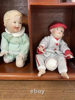 Vintage Ashton Drake Picture Perfect Miniature Porcelain Dolls, Wood Frame