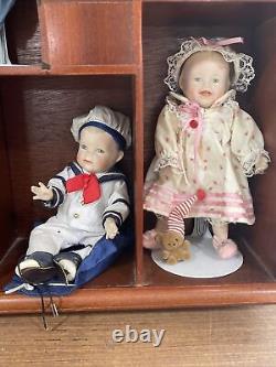 Vintage Ashton Drake Picture Perfect Miniature Porcelain Dolls, Wood Frame