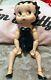 Vintage Betty Boop Movable Jointed Porcelain Doll In Black Dress 11.5inch