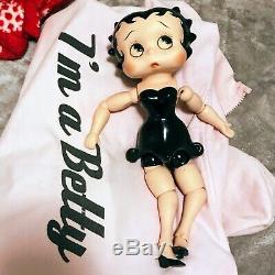 Vintage BETTY BOOP Movable Jointed Porcelain Doll In Black Dress 11.5inch