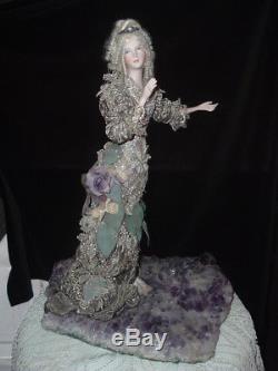 Vintage BLYTHE & SNODGRASS Porcelain FAIRY DOLL on AMETHYST 17 Artist OOAK