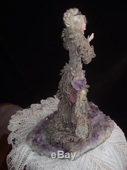 Vintage BLYTHE & SNODGRASS Porcelain FAIRY DOLL on AMETHYST 17 Artist OOAK