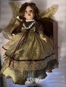 Vintage BRINN'S Porcelain Christmas ANGEL DOLL Collectors Edition withstand RARE