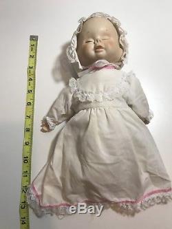 Vintage Baby Doll Three Faces Porcelain Creepy Rare Smiling Sleeping Crying