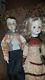 Vintage Bisque 2 Doll Lot Rare! Boy & Girl Cloth Bodies Rest Porcelain. Nice