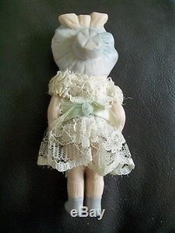 Vintage Bisque Porcelain Baby Doll Jointed Arms Moulded Bonnet Head 5.5 Bsco