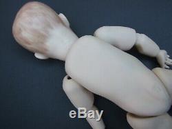 Vintage Bisque Porcelain Doll Hand Painted Glass Ayes Movable Hands Stamped