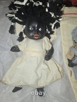 Vintage Black Porcelain Dolls. Moveable Arms Legs & Head