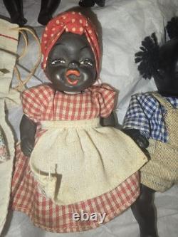 Vintage Black Porcelain Dolls. Moveable Arms Legs & Head